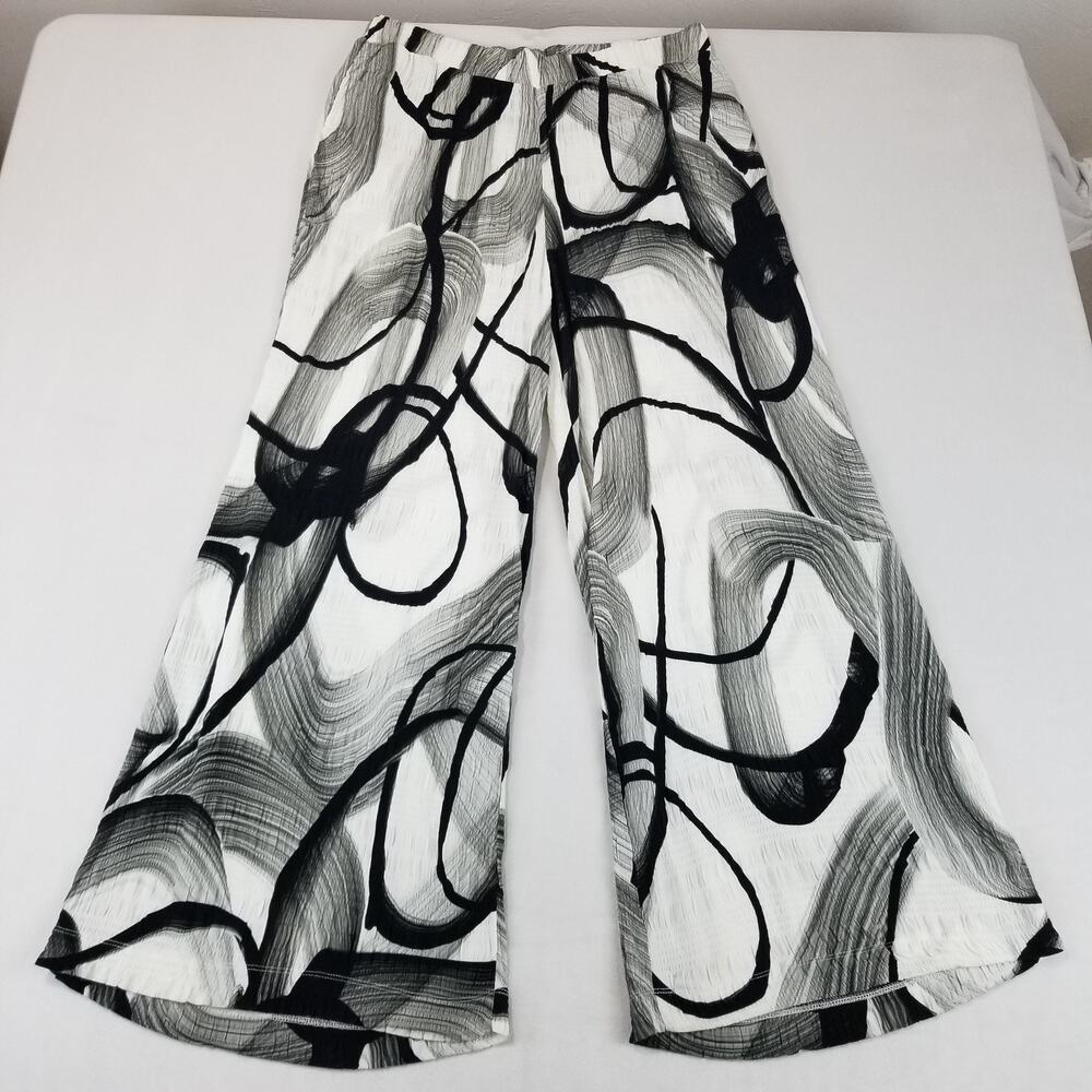 Monochrome Abstract Wide Leg Pants